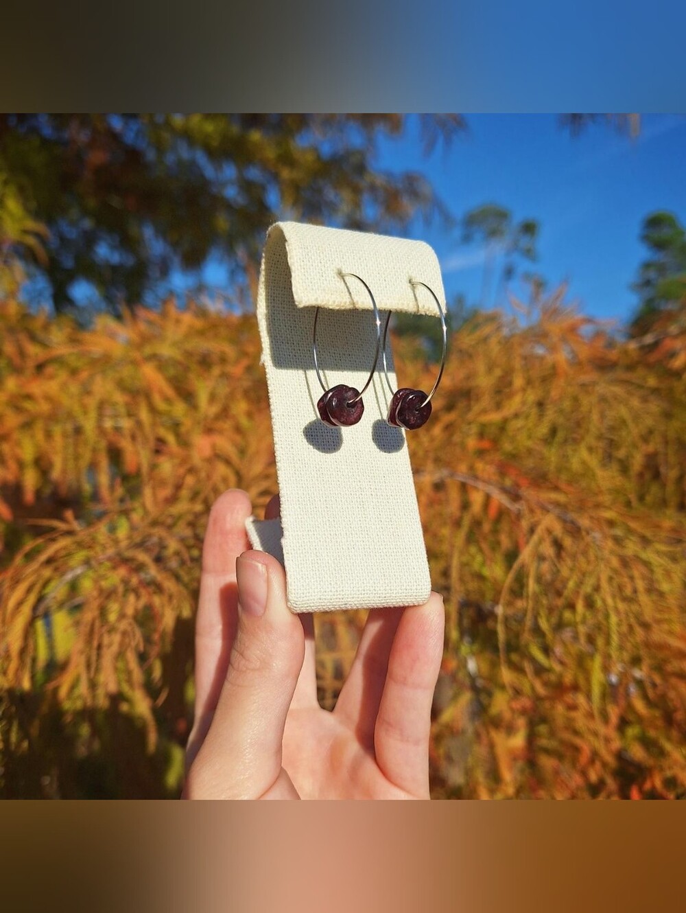 Garnet Hoop Earrings ~ Handcrafted Jewelry
